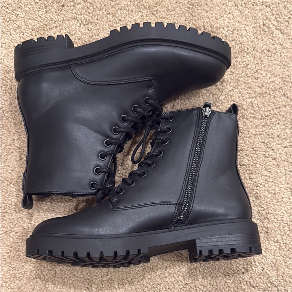 Black Lace-Up Ankle Boots